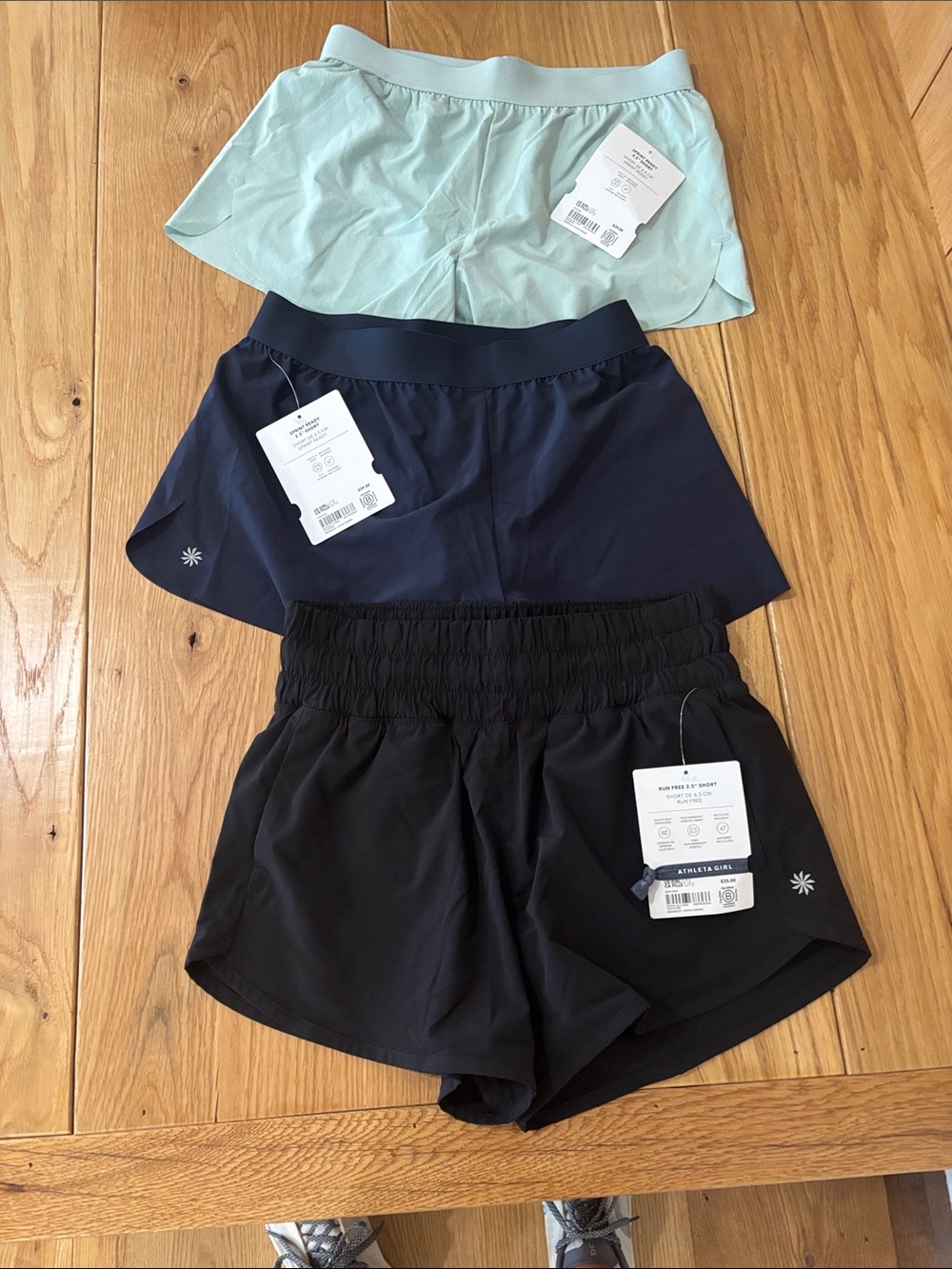 NWT Athleta Girls' Mint, Navy and Black Athletic Shorts Trio